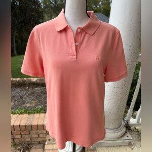 Brooks Brothers 346 Women’s Coral Polo Shirt Large Cotton Classic Preppy Shirt